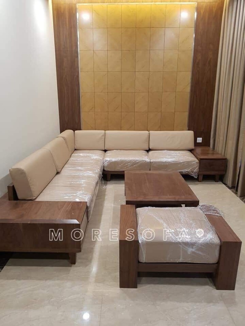 Sofa góc gỗ đệm